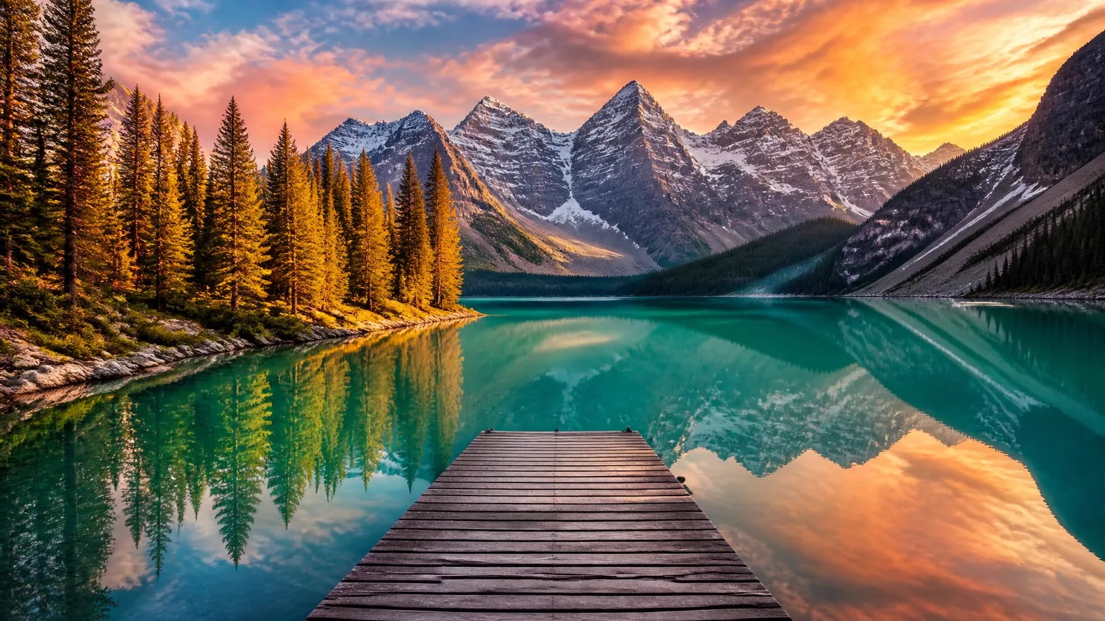 Side-by-side illustration of a mountain lake photo at its original 1920 by 1080 pixels and the same photo resized to 800 by 450 pixels with identical sharpness and colour.
